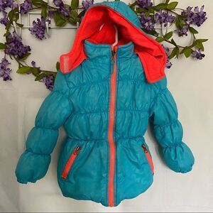 Velvet Chic Little Girls Turquoise Coral Hooded